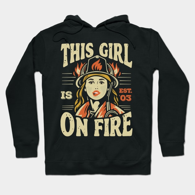 Fierce Firefighter Beauty Girl 03 Hoodie by ArtMichalS